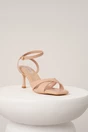 Sandale elegante din piele ecologica bej cu barete in forma de x