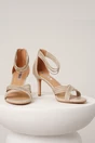 Sandale elegante din piele ecologica ivory cu bretelute