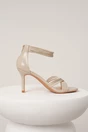 Sandale elegante din piele ecologica ivory cu bretelute