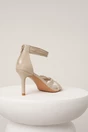Sandale elegante din piele ecologica ivory cu bretelute