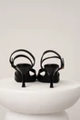 Sandale elegante din piele ecologica negre cu barete in forma de x