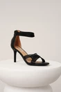 Sandale elegante din piele ecologica negre cu bretelute