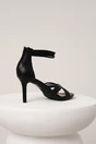 Sandale elegante din piele ecologica negre cu bretelute