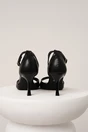 Sandale elegante din piele ecologica negre cu toc subtire