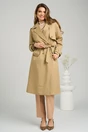 Trench de primavara din bumbac bej cu cordon in talie, 4, dyfashion.ro
