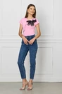 Tricou Carmen roz cu funda neagra din organza