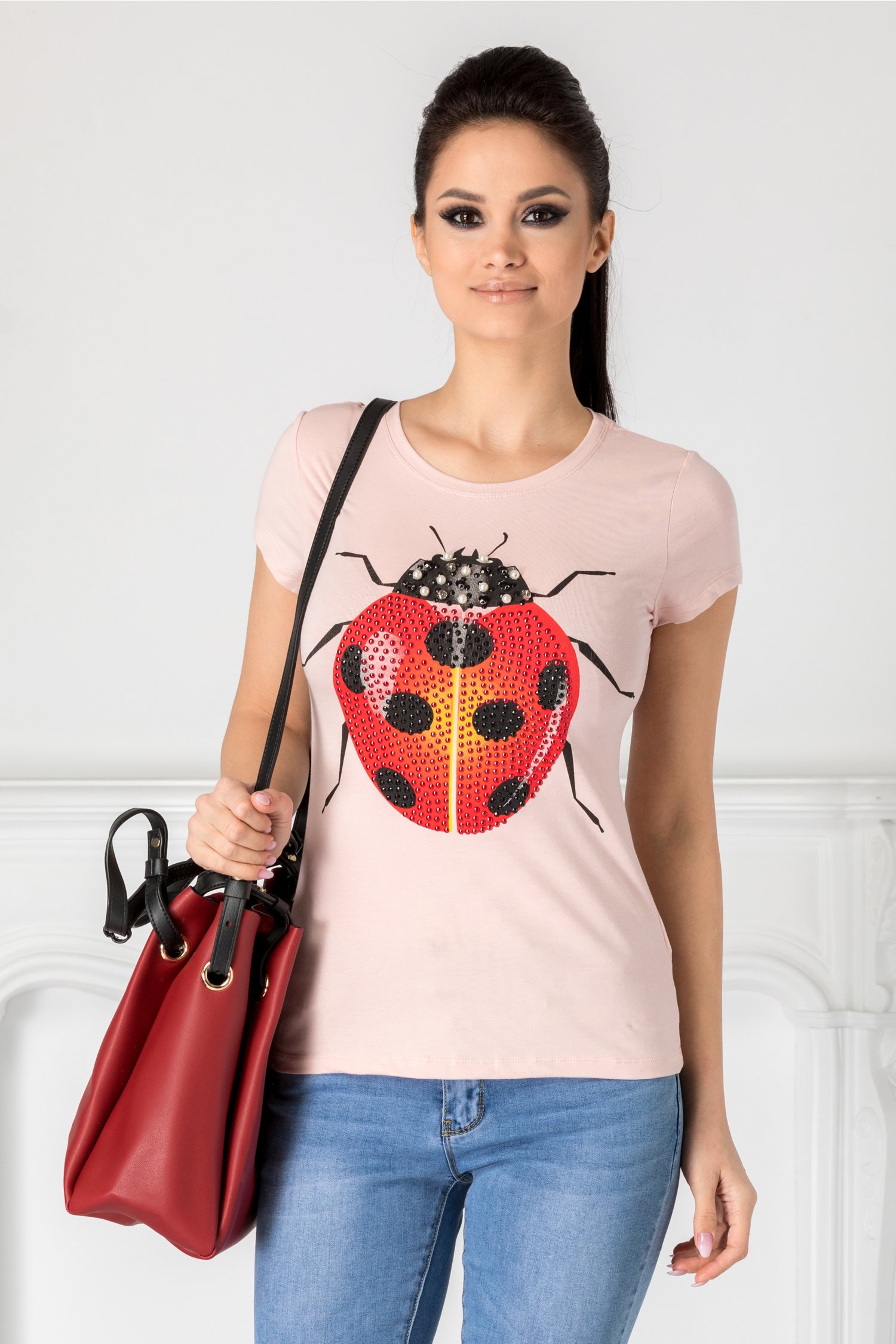 Tricou Ladybug roz