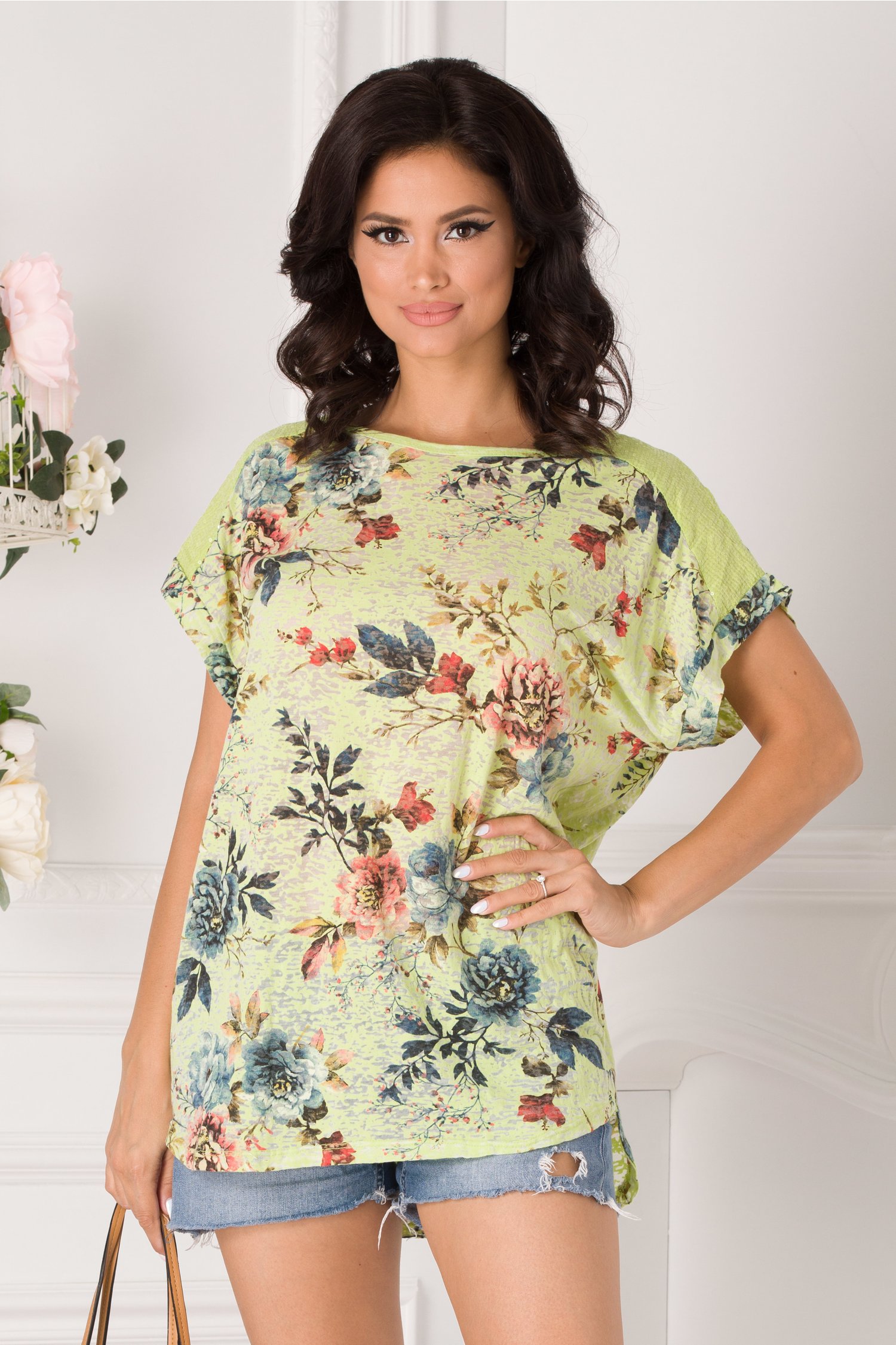 Tricou Marilu verinil cu imprimeu floral