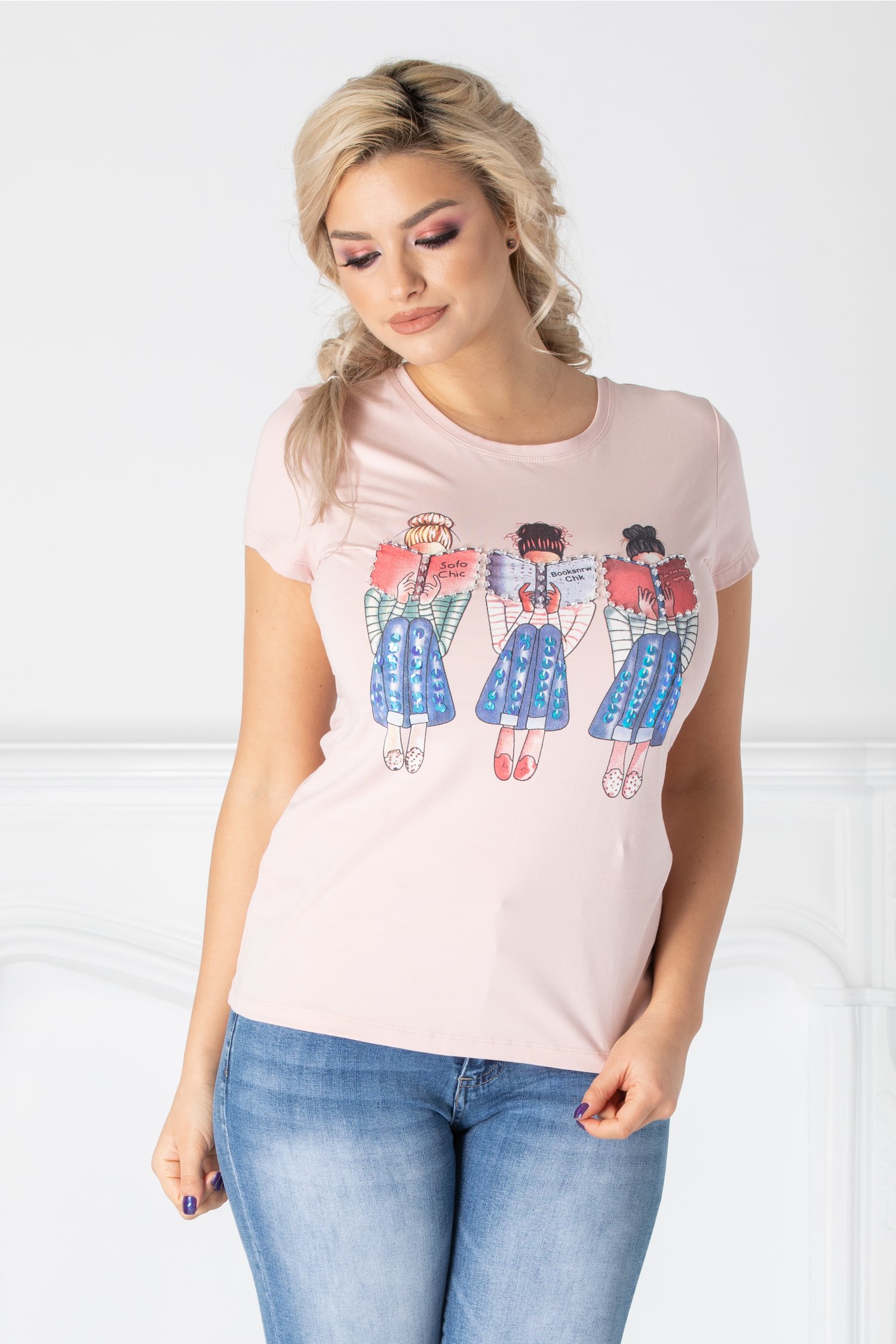 Tricou Miri roz cu balerine la bust