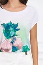 Tricou Sandra lejer alb cu imprimeu floral verde