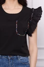 Tricou Stefy negru cu strasuri si dantela