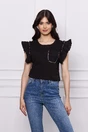 Tricou Stefy negru cu strasuri si dantela