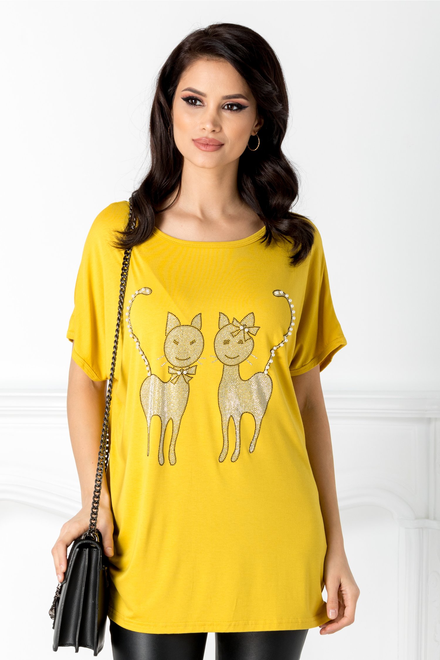 Tricou Tomy galben cu pisicute