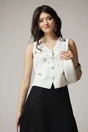 Vesta casual din tricot alba cu strasuri, 1, dyfashion.ro