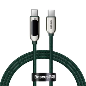 Cablu Baseus Display, USB-C la USB-C, 100W, Fast Charging, 1m, Verde