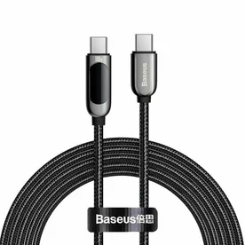 Cablu Baseus Display, USB-C la USB-C, 100W, Fast Charging, 2m, Negru