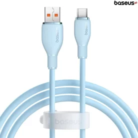 Cablu Baseus Pudding Series, USB la USB-C, 100W, Fast Charging, 1.2m, Albastru