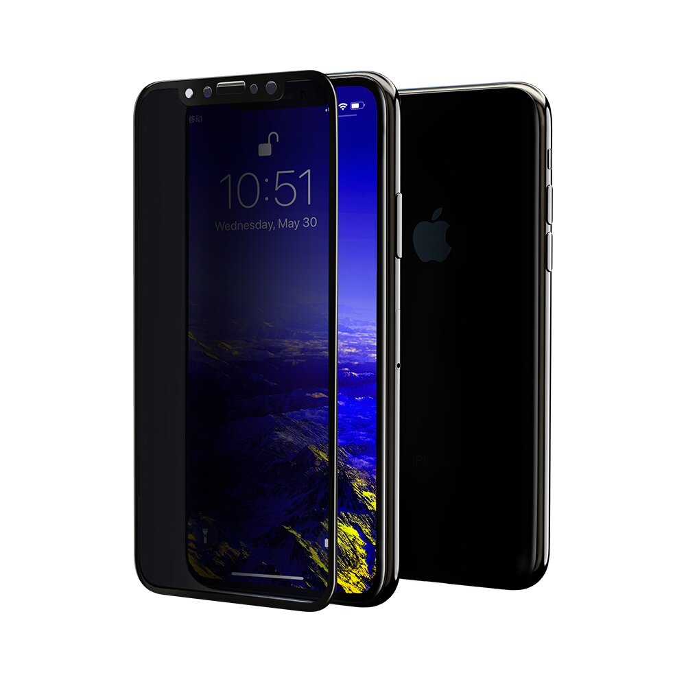 Folie sticla securizata premium full scren 3D privacy iPhone Xr 9H 0,30 mm Benks V-Pro Negru