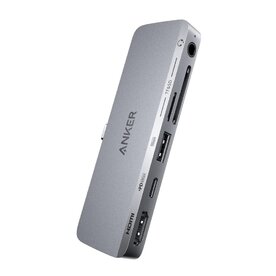 Hub Anker 541 6-in-1 pentru iPad, USB-C, 4K HDMI, Audio 3.5mm, USB-A, microSD/SD, Gri