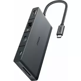 Hub Anker 552 USB-C 9-in-1, 100W Power Delivery, USB-C, 4K@30Hz HDMI, Ethernet, 2x USB-C, 3x USB-A, microSD, Negru