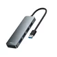 Hub Baseus UltraJoy 4-in-1 Lite, USB-A la 4xUSB-A 3.0, 5Gbps, cu cablu de 15 cm, Gri - 1