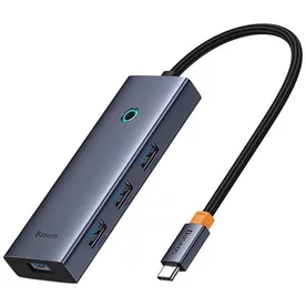 Hub Baseus UltraJoy 6-in-1, USB-C la HDMI4K@60Hz, 4xUSB 3.0, 1xPD, 100W, Gri
