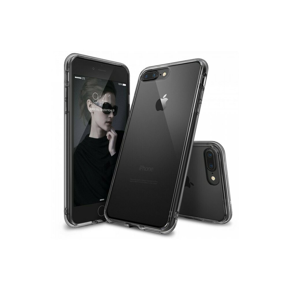 Husa iPhone 7 Plus / iPhone 8 Plus Ringke FUSION SMOKE BLACK + BONUS folie protectie display Ringke