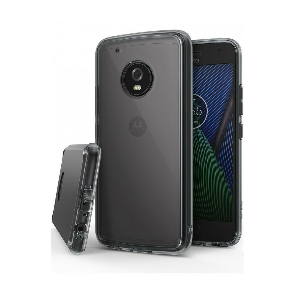 Husa Motorola Moto G5 Plus 2017 Ringke Fusion Smoke Black + BONUS folie protectie display Ringke