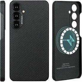 Husa Pitaka MagEZ 4, 600D Aramida, pentru Samsung Galaxy S24 Plus, MagSafe, Negru/Gri
