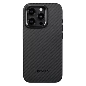 Husa Pitaka MagEZ Pro 4, Aramida 1500D, pentru iPhone 15 Pro, MagSafe, Negru/Gri