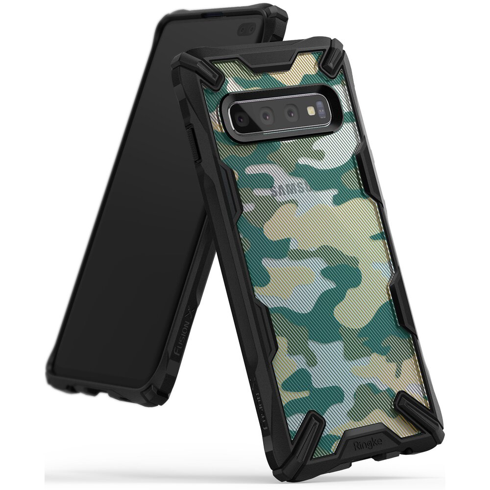 Husa Samsung Galaxy S10 Plus Ringke FUSION X Design Verde Camuflaj