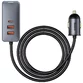 Incarcator auto Baseus Share Together, cu prelungitor, 3x USB-A, 1x USB-C, Gri - 3