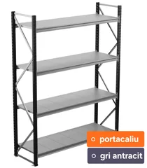 Raft Industrial Profesional 250x60 Cm - Lungime 120cm - 200Kg/nivel - Gri antracit/portocaliu