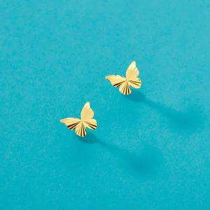 14K златни обеци за деца лъчезарна пеперуда