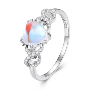 Color Crystal сърце сребърен пръстен