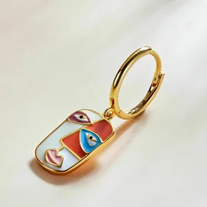 Cребърна обеца Golden Picasso