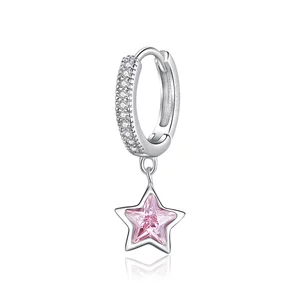 Cребърна обеца Lovely Pink Star