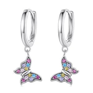 Rainbow Crystal Butterfly Сребърни Обеци