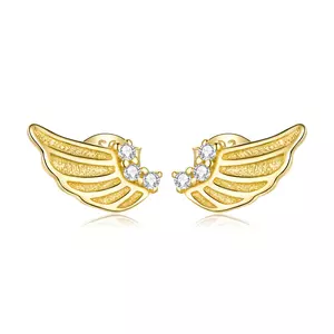 Златни сребърни обеци с крила и кристали