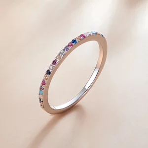 Пастелен многоцветен сребърен пръстен с шипове