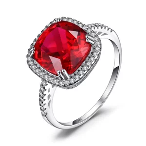 Перфектен сребърен пръстен от рубин и кристали