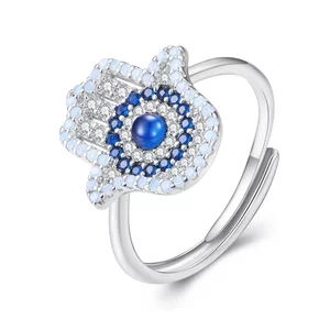 Регулируем сребърен пръстен Glamour Blue Fatima