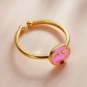Регулируем сребърен пръстен Pink Enamel Ring