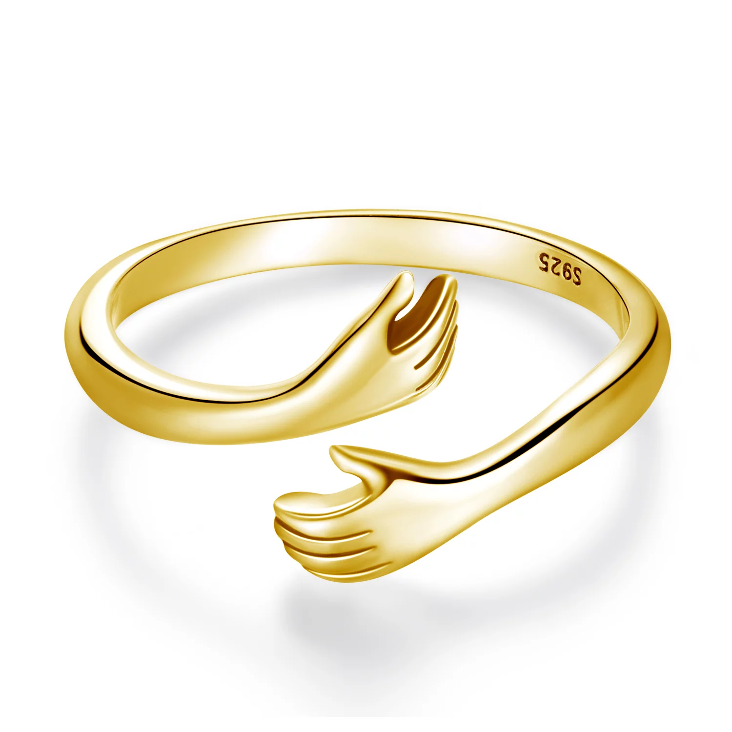 Регулируем сребърен пръстен, който ви прегръща златен пръстен