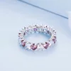Розови сърца кристали сребърен пръстен picture - 3