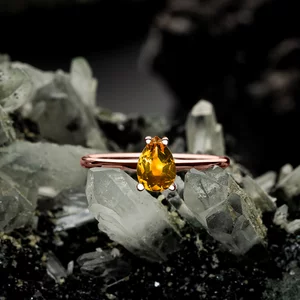 Розово злато Serene Bliss Citrine Сребърен пръстен