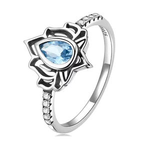 Сребърен пръстен Studded Blue Lotus