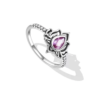 Сребърен пръстен Studded Pink Lotus