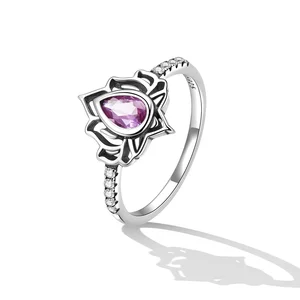 Сребърен пръстен Studded Pink Lotus