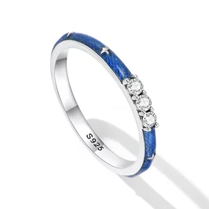Сребърен пръстен Triple Crystal Blue